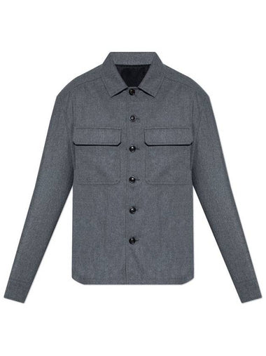 Logo Patch Long Sleeve Shirt Grey - MONCLER - BALAAN 1