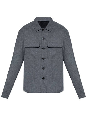 Logo Patch Long Sleeve Shirt Grey - MONCLER - BALAAN 1