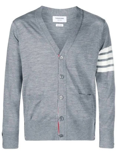 Men's Sustainable Classic Diagonal Wool Cardigan Pale Grey - THOM BROWNE - BALAAN 2