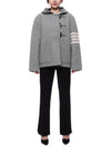 Boiled Wool 4 Bar Hooded Duffle Jacket Grey - THOM BROWNE - BALAAN 4