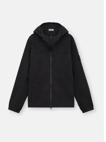 Supima Cotton Twill Stretch-TC Over Hooded Jacket Black - STONE ISLAND - BALAAN 2