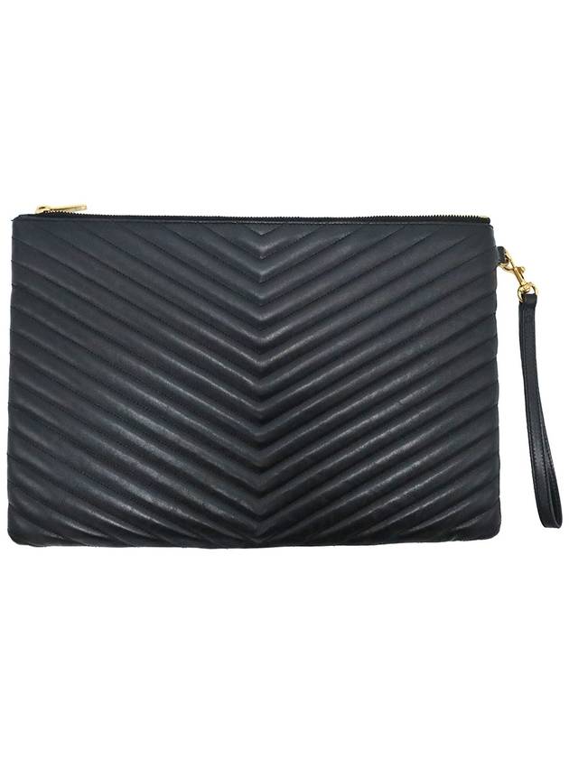 Saint Laurent 440222 Black Matelasse Monogram Document Holder Strap Clutch - SAINT LAURENT - BALAAN 3