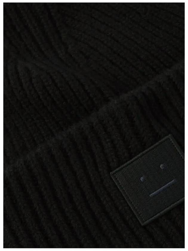 12th Anniversary Face Patch Wool Beanie Black C40044 900 - ACNE STUDIOS - BALAAN 4