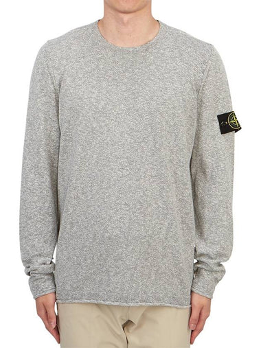 Compass Badge Ribbed Cotton Knit Top Grey - STONE ISLAND - BALAAN 1