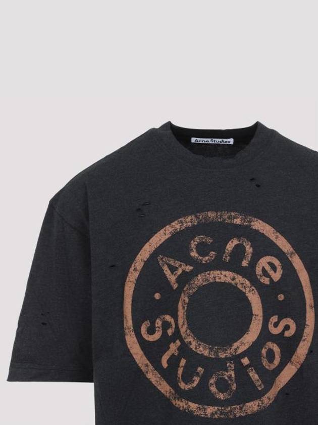 Logo Print Crewneck Short Sleeve T-Shirt Black Melange - ACNE STUDIOS - BALAAN 6