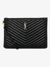 Gold Monogram Matelasse Clutch Bag Black - SAINT LAURENT - BALAAN 4