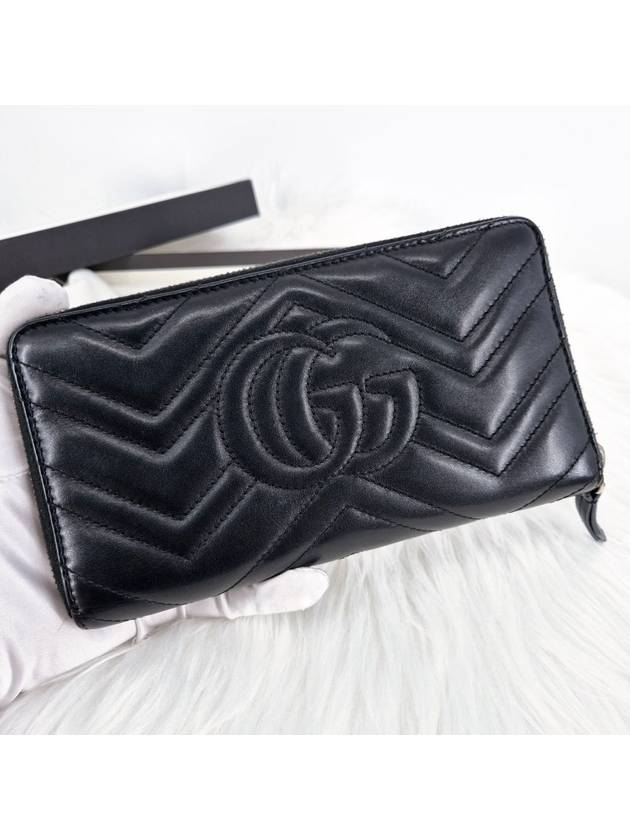 GG Marmont Matelasse Long Zipper Wallet Black - GUCCI - BALAAN 3