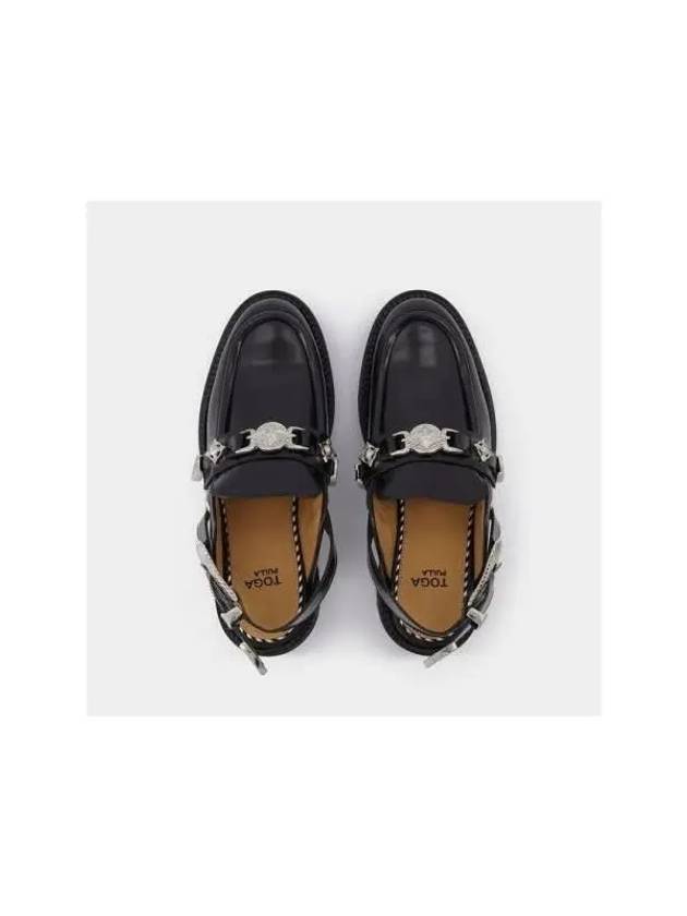 Metal buckle decorated leather slingback loafers AJ1070 BLACK POLIDO - TOGA PULLA - BALAAN 4