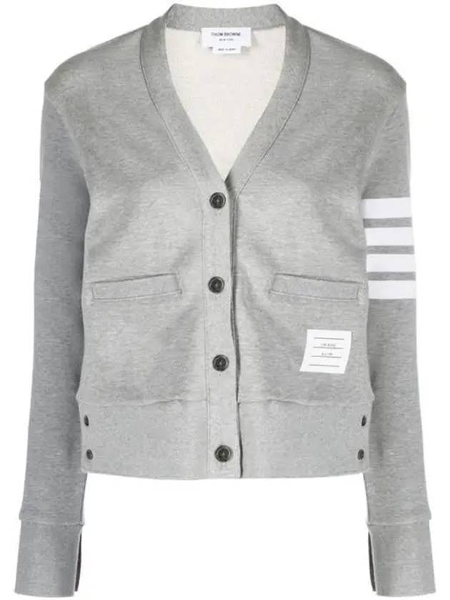 4-Bar Loopback Jersey Cardigan Light Grey - THOM BROWNE - BALAAN 2