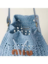 Embroidered Logo Crochet Bucket Bag Light Blue - MIU MIU - BALAAN 4