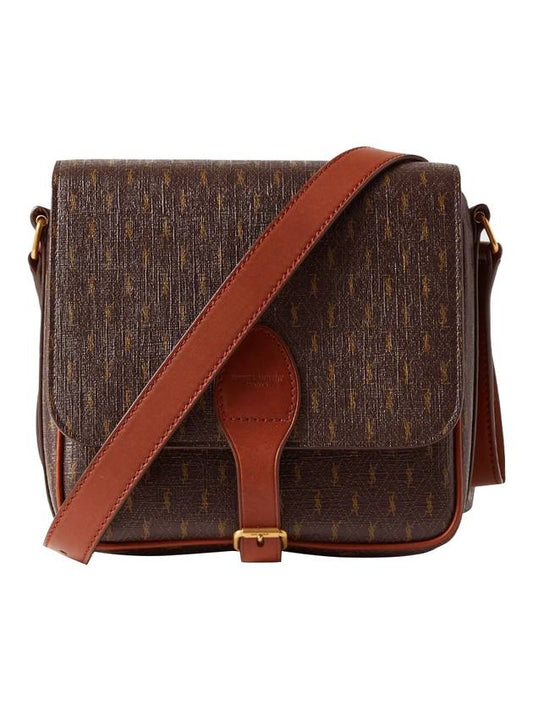 Monogram Buckle Medium Satchel Cross Bag Brown - SAINT LAURENT - BALAAN 1