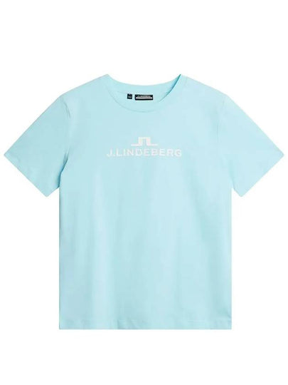 Alpha Logo Print Short Sleeve T-Shirt Light Blue - J.LINDEBERG - BALAAN 2