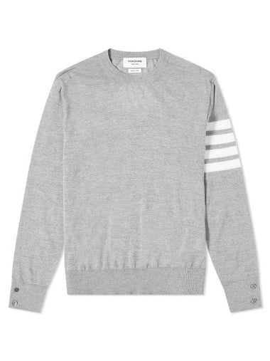 4 Bar Stripe Classic Wool Knit Top Light Grey - THOM BROWNE - BALAAN 1