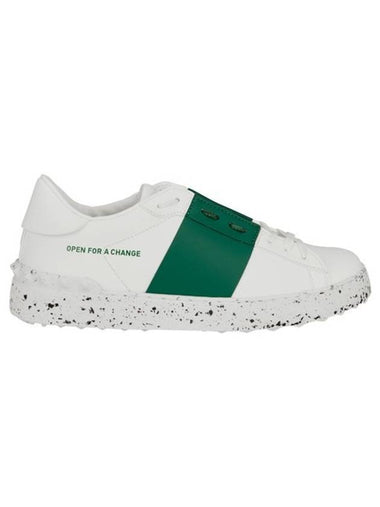 Open For A Change Low Top Sneakers White Green - VALENTINO - BALAAN 1