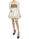 Taffeta Mix Balloon Mini Long Sleeve Short Dress Aloe - GANNI - BALAAN 9