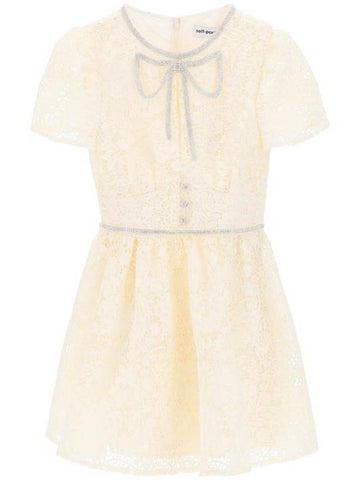 Lace Bow Mini Short Dress Cream - SELF PORTRAIT - BALAAN 1