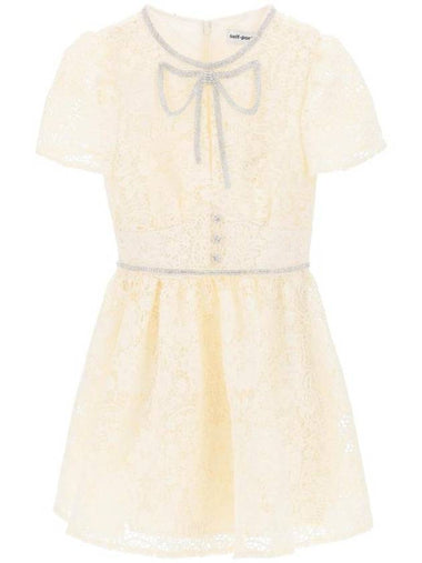 Lace Bow Mini Short Dress Cream - SELF PORTRAIT - BALAAN 1