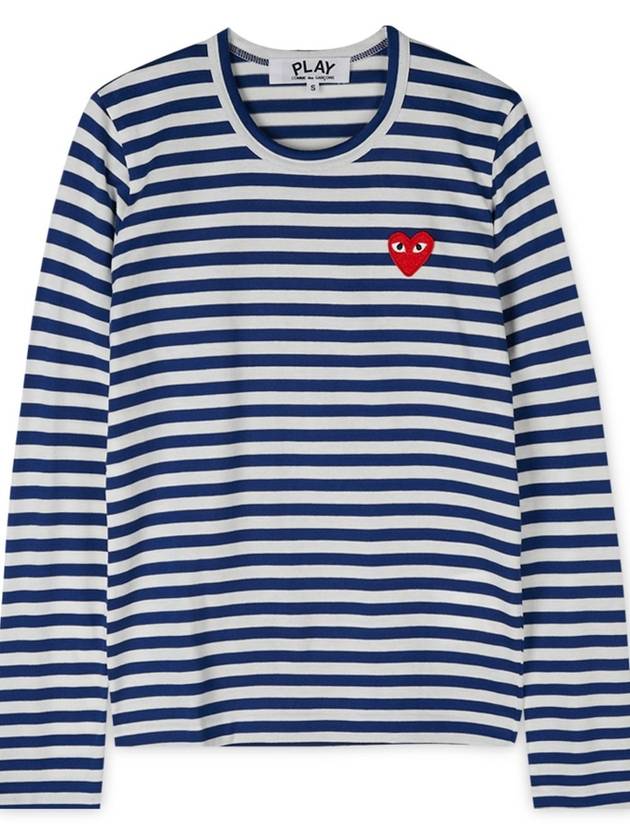 Women s Heart Wappen Striped Navy Long Sleeve T Shirt AZ T163 051 2 - COMME DES GARCONS - BALAAN 3