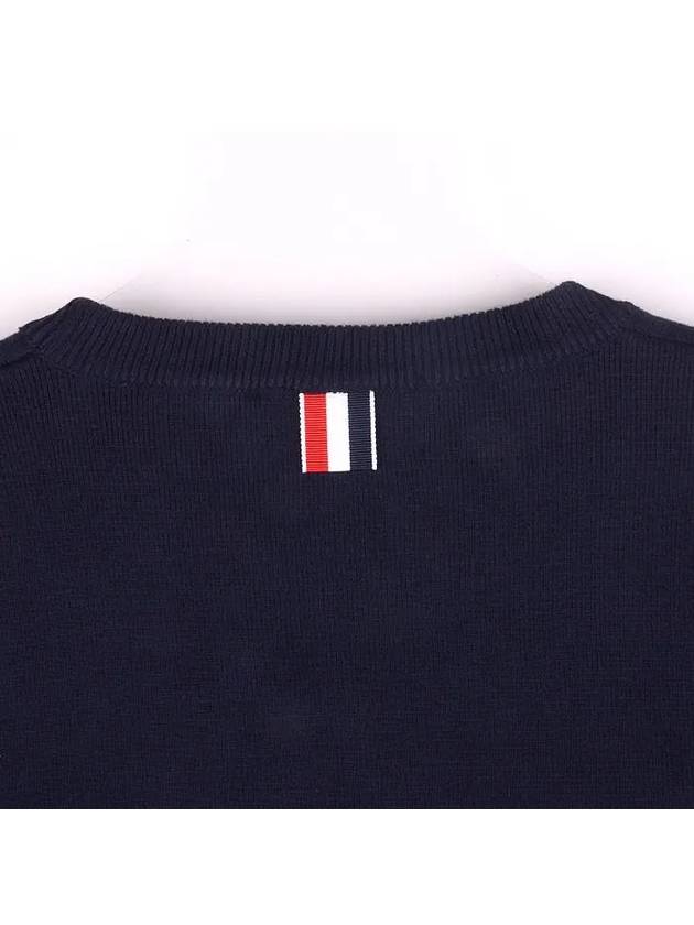 Men's Milan Stitch Armband Crew Neck Knit Top Navy - THOM BROWNE - BALAAN 5