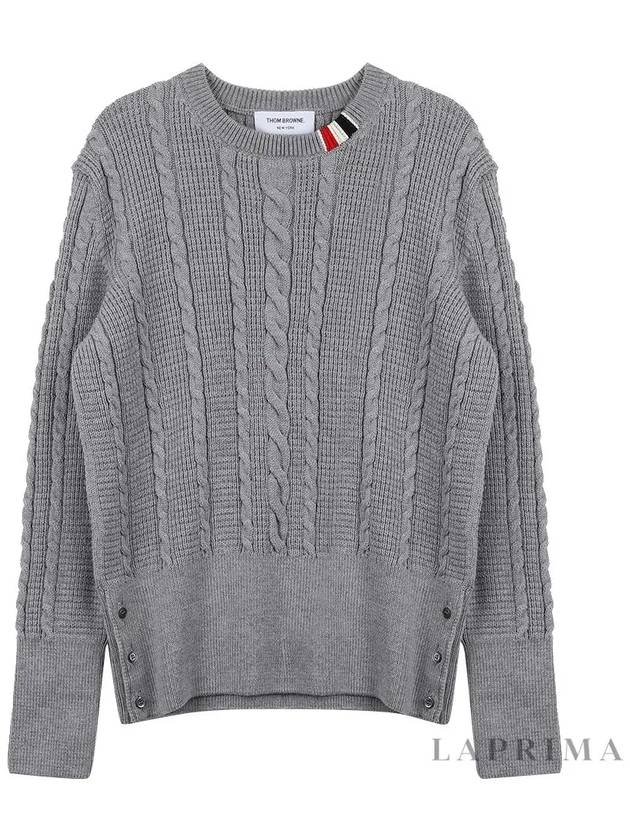 RWB Cable Wool Knit Top Grey - THOM BROWNE - BALAAN 9