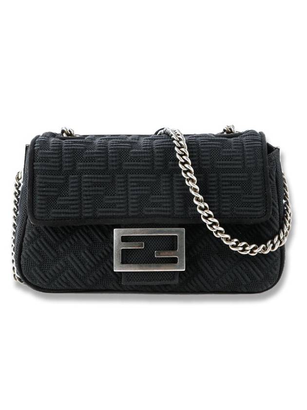 Baguette FF Fabric Chain Mini Bag Black - FENDI - BALAAN 2