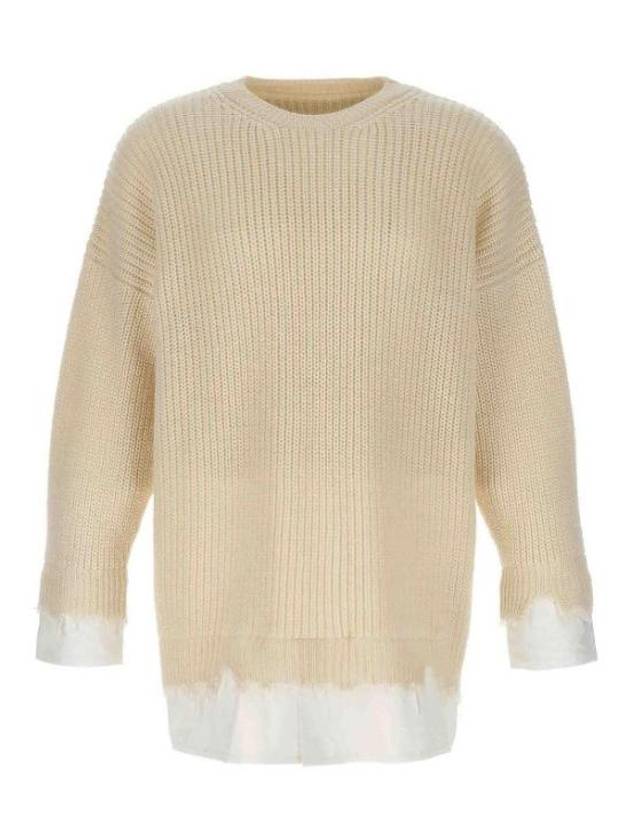 Layered Distressed Crochet Knit Top Butter - MAISON MARGIELA - BALAAN 2