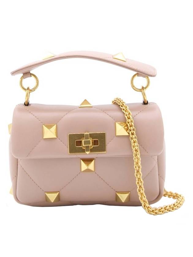 Roma Studded Small Tote Bag Pink - VALENTINO - BALAAN 1