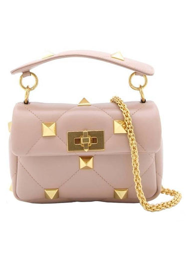 Roma Studded Small Tote Bag Pink - VALENTINO - BALAAN 1