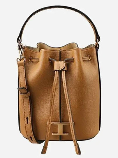 T Timeless Leather Micro Logo Bucket Bag Camel - TOD'S - BALAAN 2