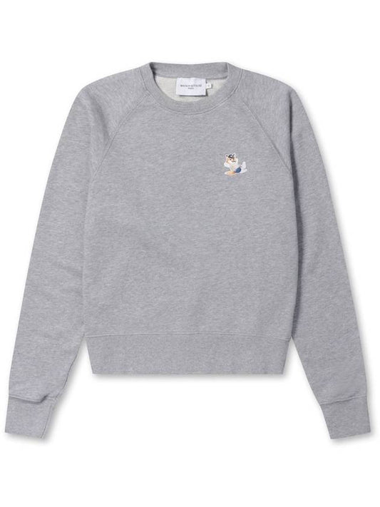 [MAISON KITSUNE] WOMEN DRESSED FOX PATCH ADJUSTED SWEATSHIRT - GREY MELANGE - MAISON KITSUNE - BALAAN 1