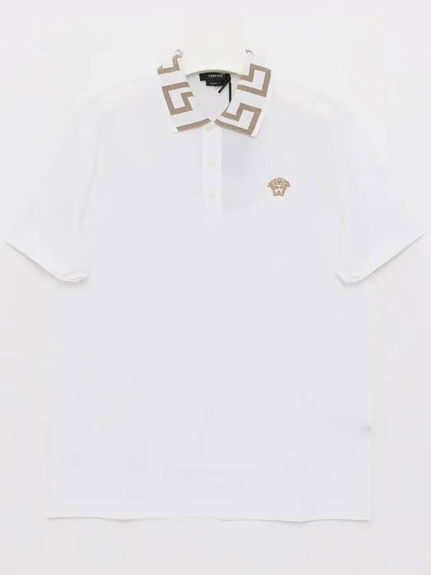 Men's Medusa Greca Short Sleeve Polo Shirt White - VERSACE - BALAAN 3