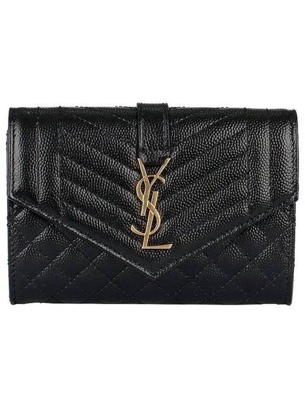 Matelasse Monogram Envelope Small Half Wallet Black - SAINT LAURENT - BALAAN 2