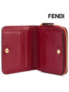 F Logo Zipper Leather Half Wallet Red - FENDI - BALAAN 5