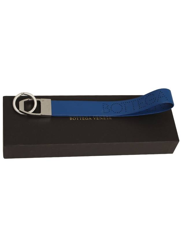 Lambskin Logo Strap Key Holder Blue - BOTTEGA VENETA - BALAAN 2