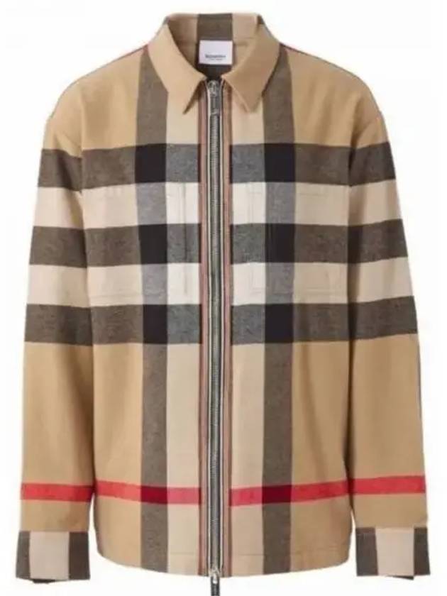 ExaGGerated Check Wool Cotton Overshirt Jacket Archive Beige - BURBERRY - BALAAN 2