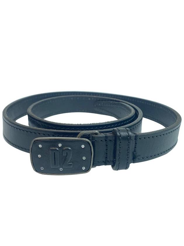 Men's Metal Buckle Leather Belt Black - DSQUARED2 - BALAAN 2