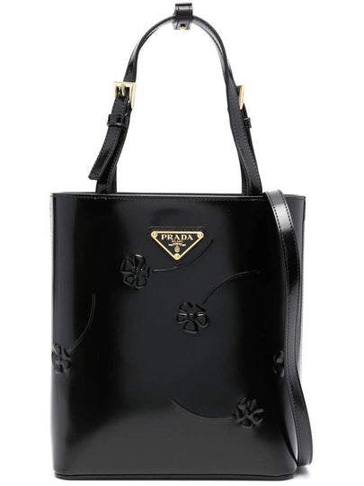 Brushed Leather Tote Bag Nero - PRADA - BALAAN 2