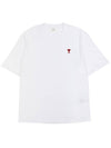 Small Heart Logo Boxy Fit Short Sleeve T-Shirt White - AMI - BALAAN 2