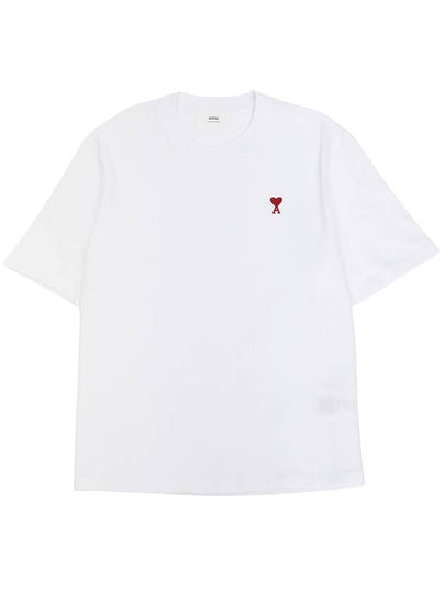 Small Heart Logo Boxy Fit Short Sleeve T-Shirt White - AMI - BALAAN 2