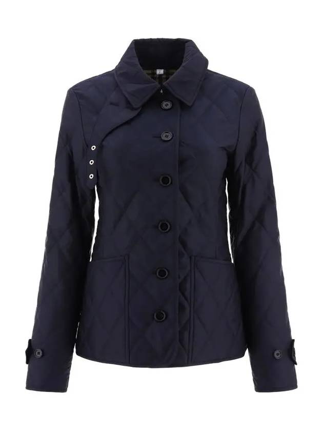 Women's Diamond Quilted Thermoregulated Check Jacket Midnight - BURBERRY - BALAAN 3