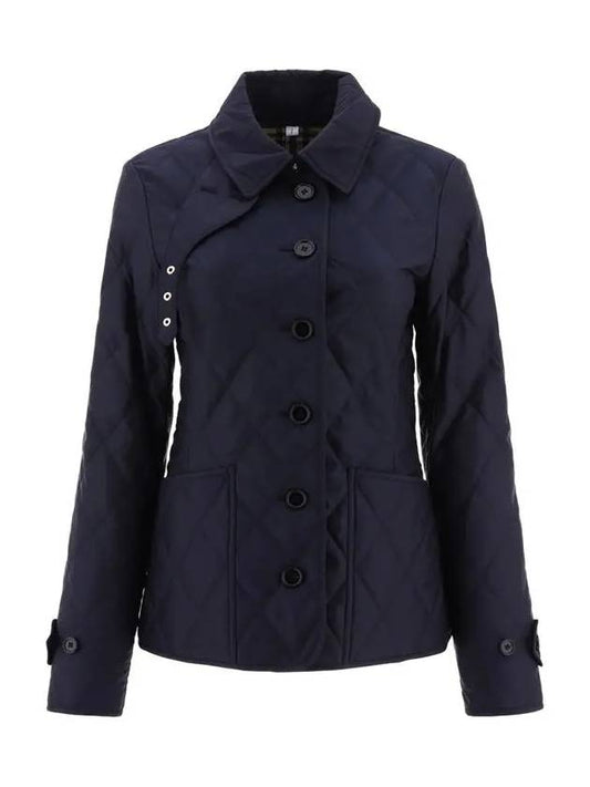 Women's Diamond Quilted Thermoregulated Check Jacket Midnight - BURBERRY - BALAAN 2