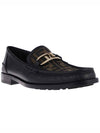 FF O Rock Fabric Leather Loafers Black Brown - FENDI - BALAAN 3