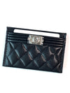 Boy Caviar Card Holder Black Shining Silver Classic A84431 - CHANEL - BALAAN 1