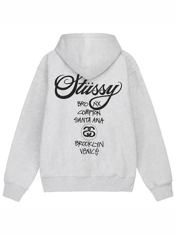 World Tour Zip Up Hoodie Ash Header - STUSSY - BALAAN 1