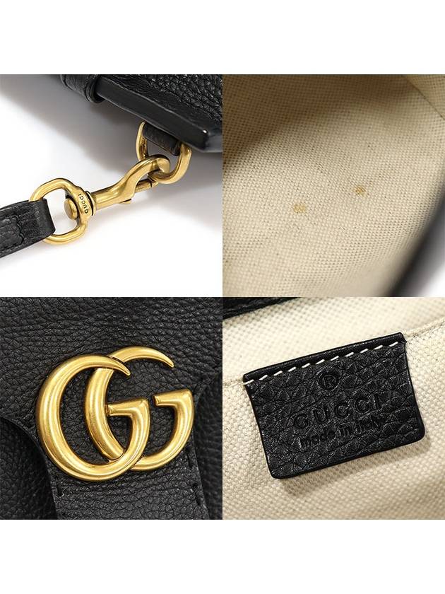 442622 Black leather gold plated GG Marmont mini top handle 2WAY - GUCCI - BALAAN 7