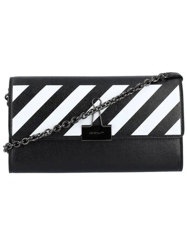 Diag Binder Clip Strap Long Wallet Black - OFF WHITE - BALAAN 1