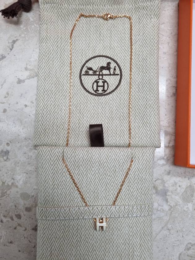 Mini Pop H Pendant Rose Gold & Blanc - HERMES - BALAAN 3