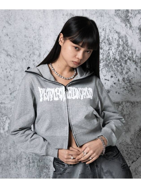 24SS cropped logo hooded zipup_GY - PEOPLE OF THE WORLD - BALAAN 1