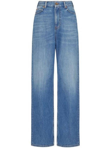 Denim Wide Jeans Blue - VALENTINO - BALAAN 1