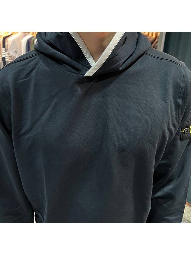 Garment Dyed Cotton Stretch Fleece Hoodie Navy - STONE ISLAND - BALAAN 8